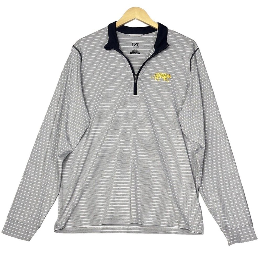 Cutter Buck LSU Gray Meridian Half-Zip Pullover Embroidered Tiger DryTec Size M - Picture 1 of 8